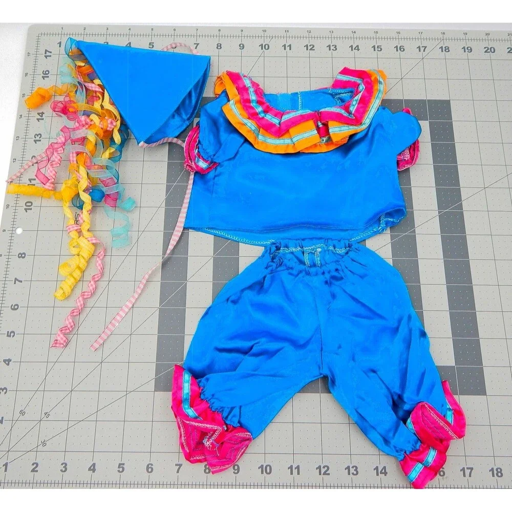 Teddy Bear Stuffers Royal Blue Clown Outfit Celebration Rainbow Streamers